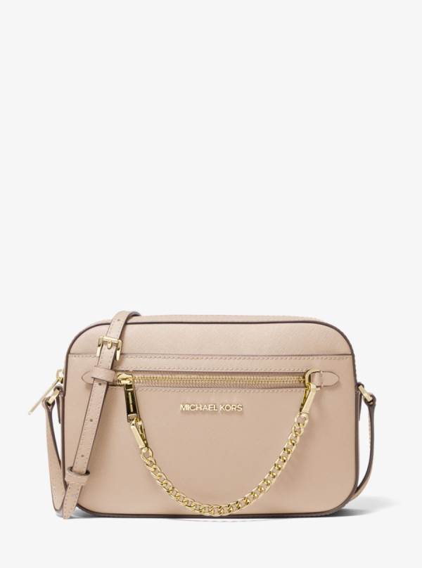 Damske Crossbody Kabelka Michael Kors Jet Set Large Saffiano Leather Platina - Kabelky Michael Kors Outlet | XWVAQ-9308